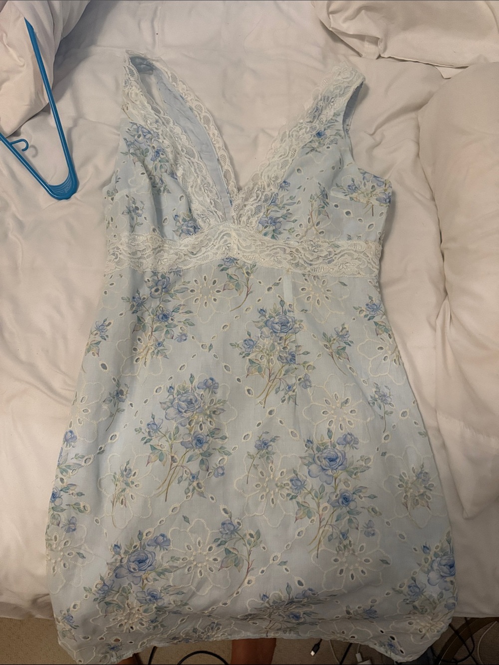 Hello Molly Pale Blue Floral Lace Chemise